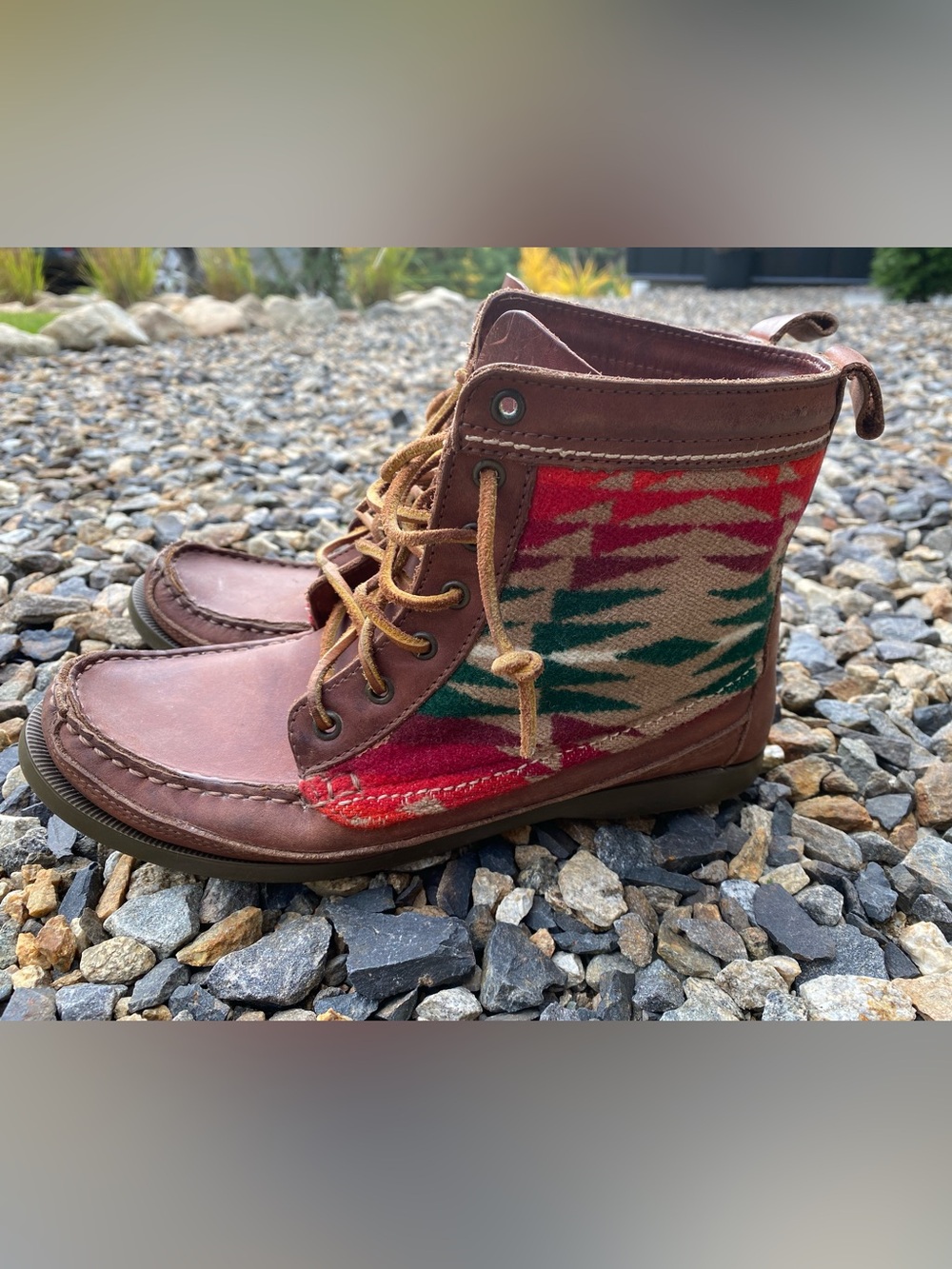 Anthropologie Samosa Women’s Brown Leather & Pendleton Wool Ankle Boots by 2568